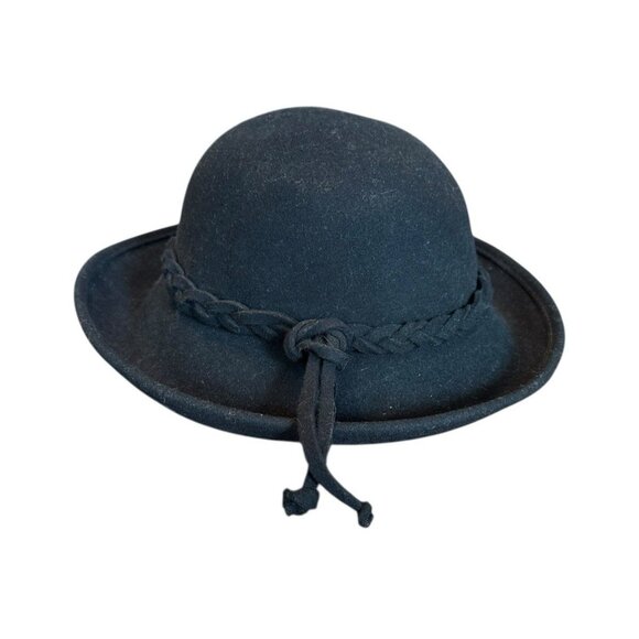 Vintage Hats In The Belfry Kathy Jeanne Wide Brimmed Felt Wool Hat Black USA OS main image 4